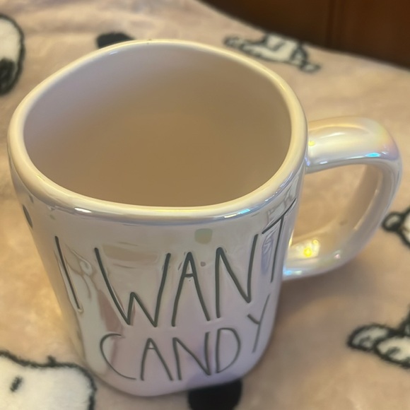 RAE DUNN IRRIDESCENT ‘I WANT CANDY’ COFFEE/TEA MUG NWOT - Picture 2 of 4